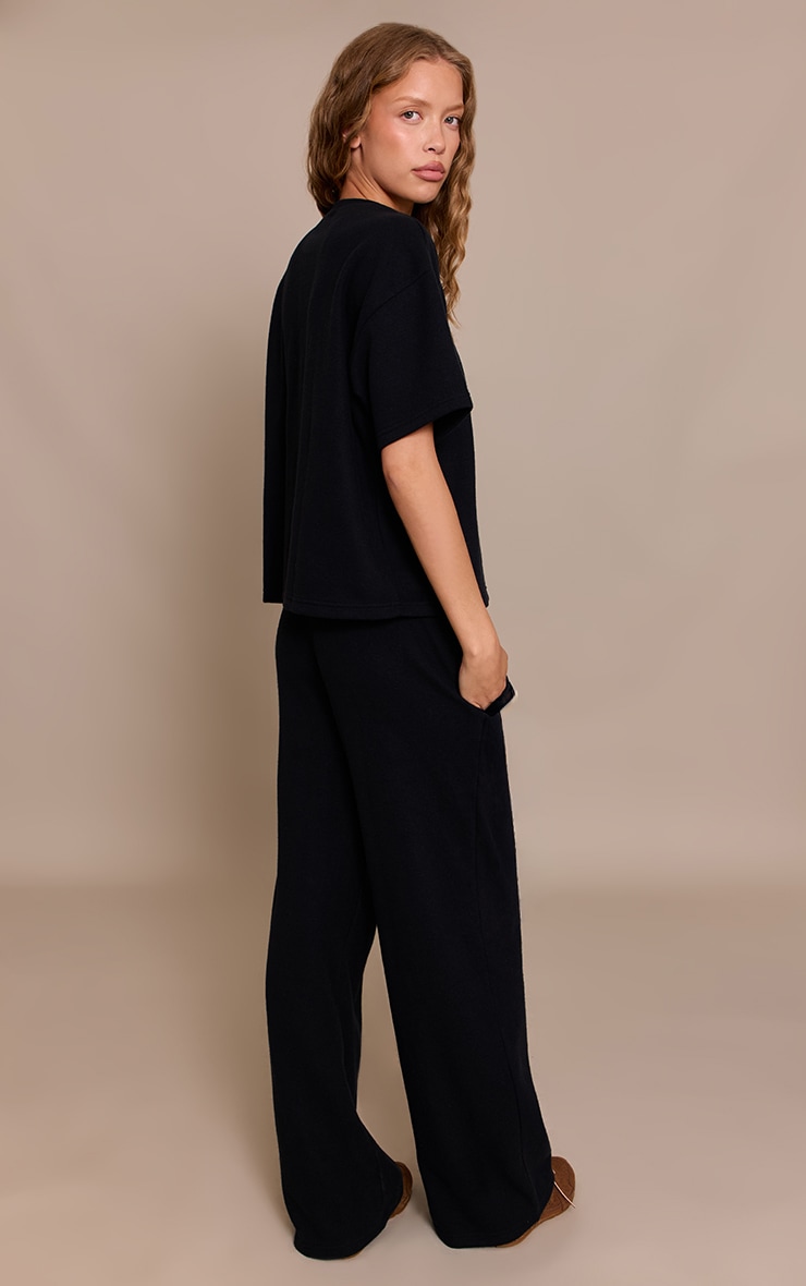 Black Soft Touch Wide Leg Track Pants image 3