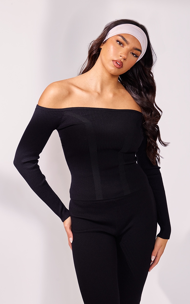 womens black bardot top