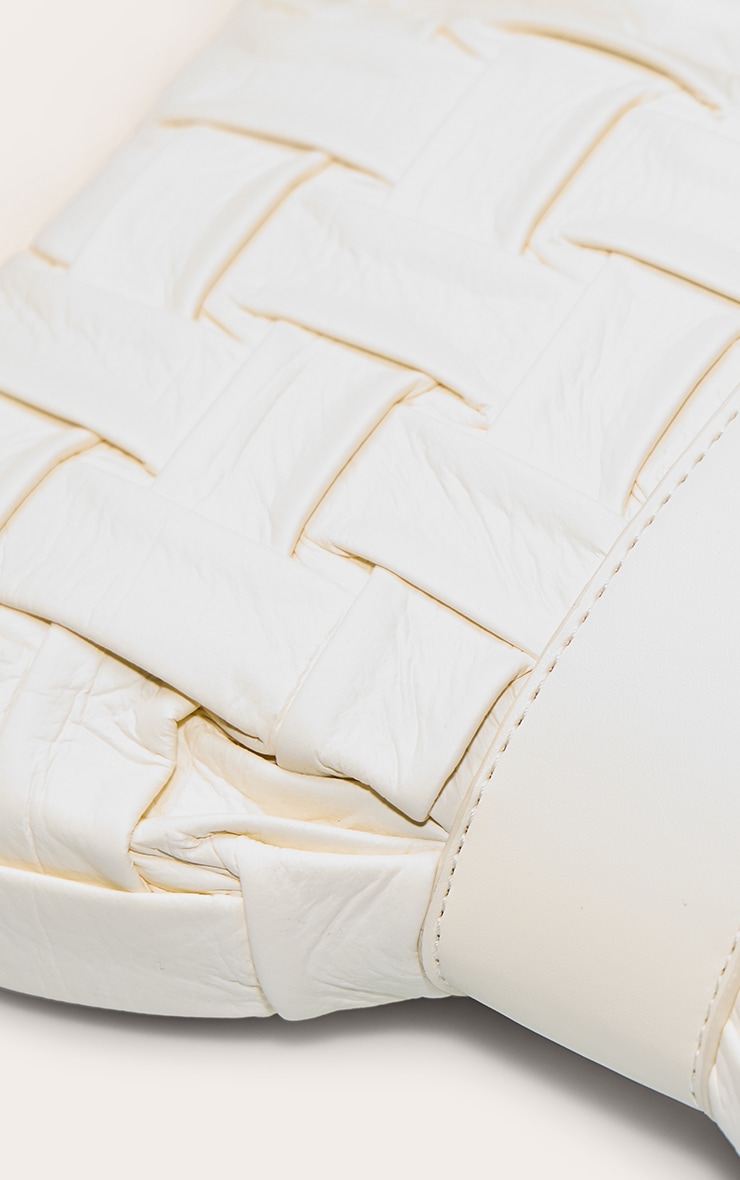 Cream Cross Weave Fold Over Clutch Bag image 5