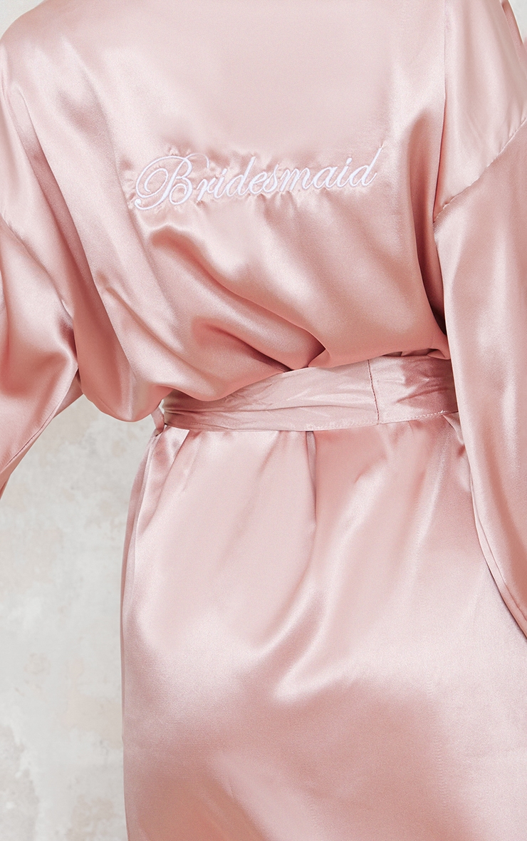 Dusty Pink Bridesmaid Embroidered Satin Robe image 2