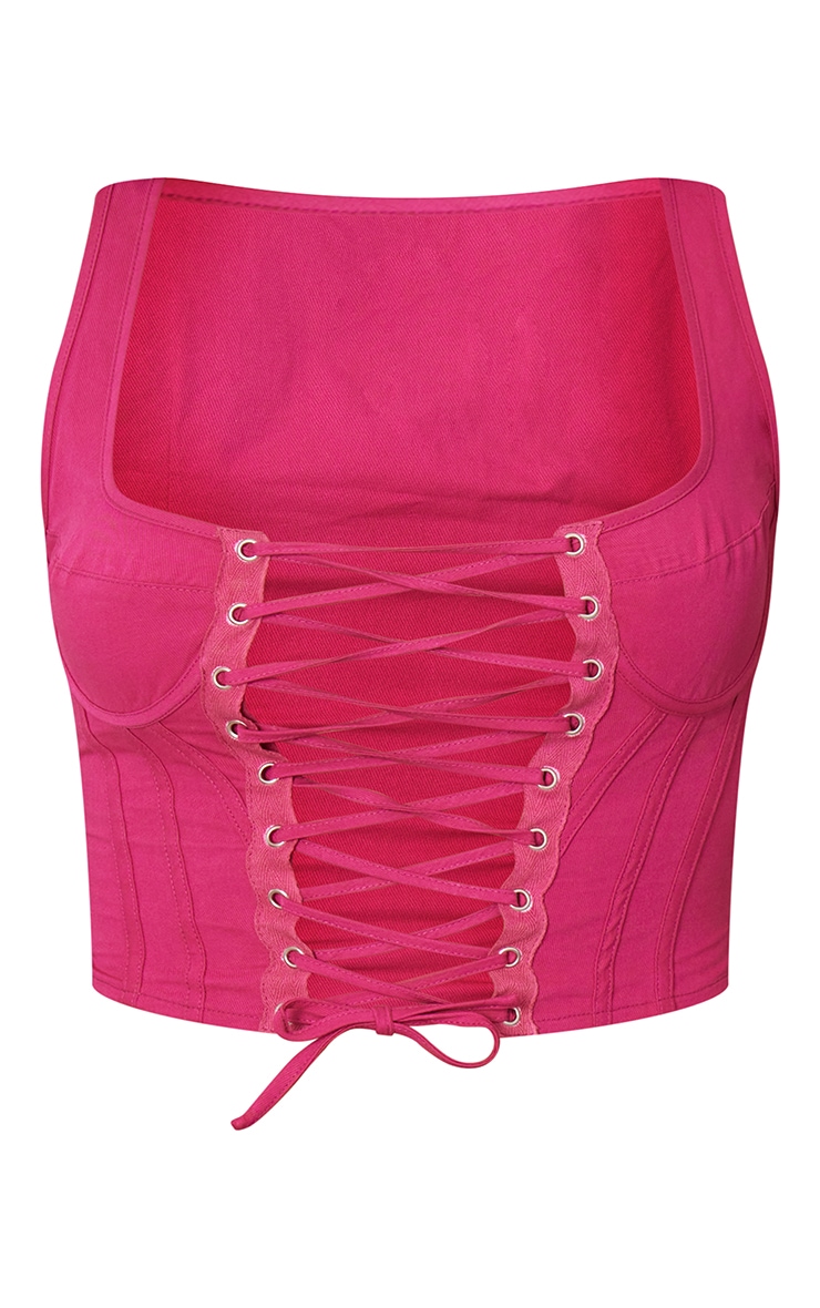 Hot Pink Cargo Lace Up Top image 1