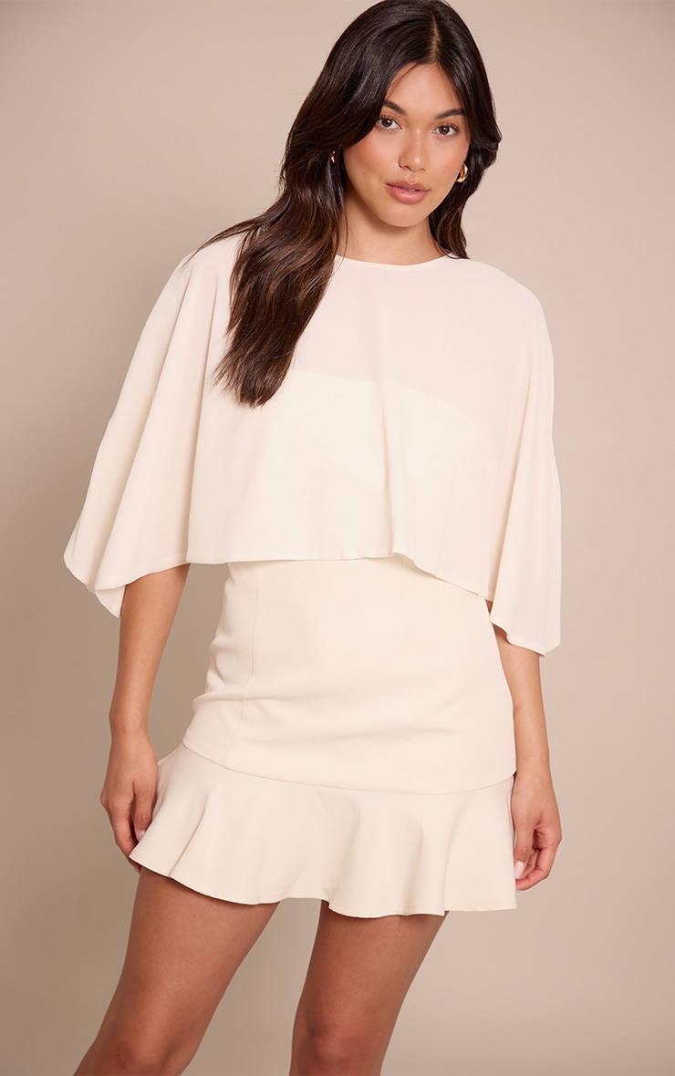 Cream Woven Bandeau Drape Scarf Detail Mini Dress