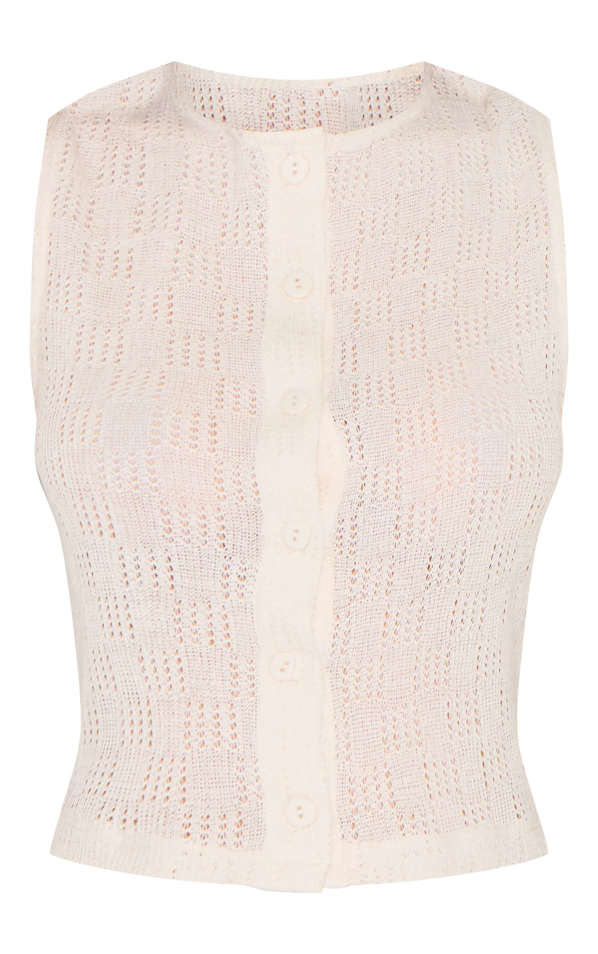 Gilet texturé crème à boutons image 5