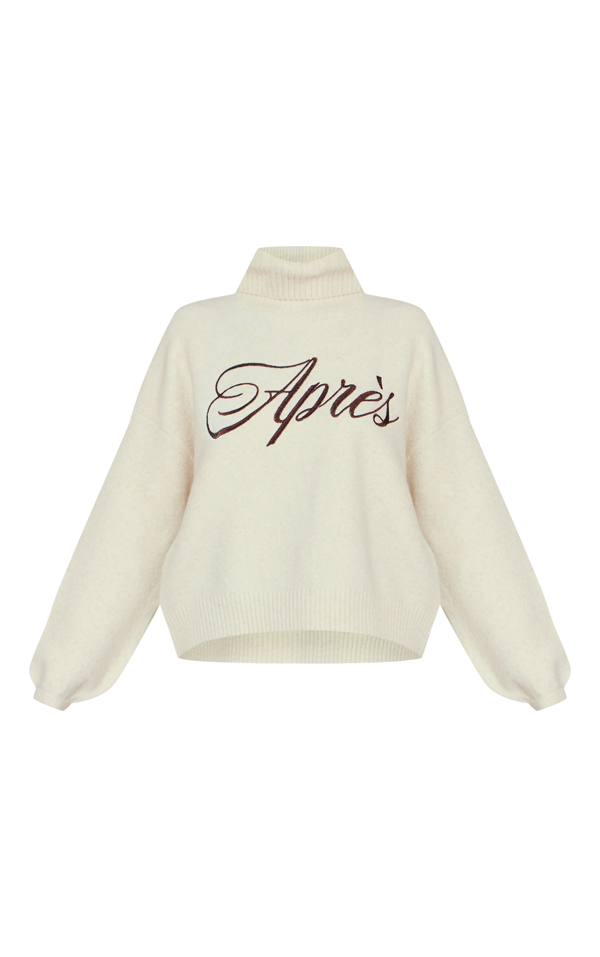 Cream Apres Graphic Roll Neck Knitted Sweater image 5