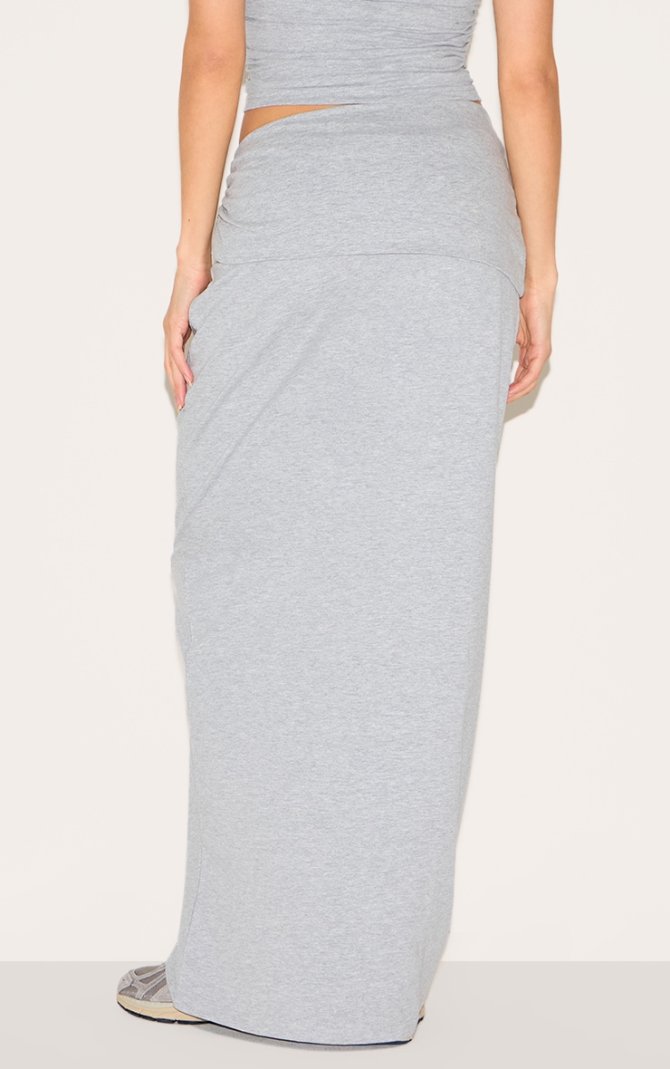 Grey Marl Foldover Cotton Maxi Skirt image 3