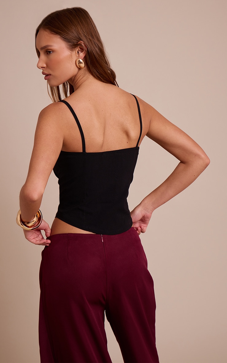 Black Curved Hem Bengaline Corset image 2