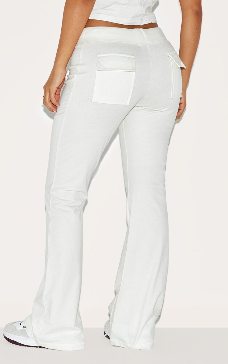 Petite Cream Low Rise Skinny Flare Pants image 3