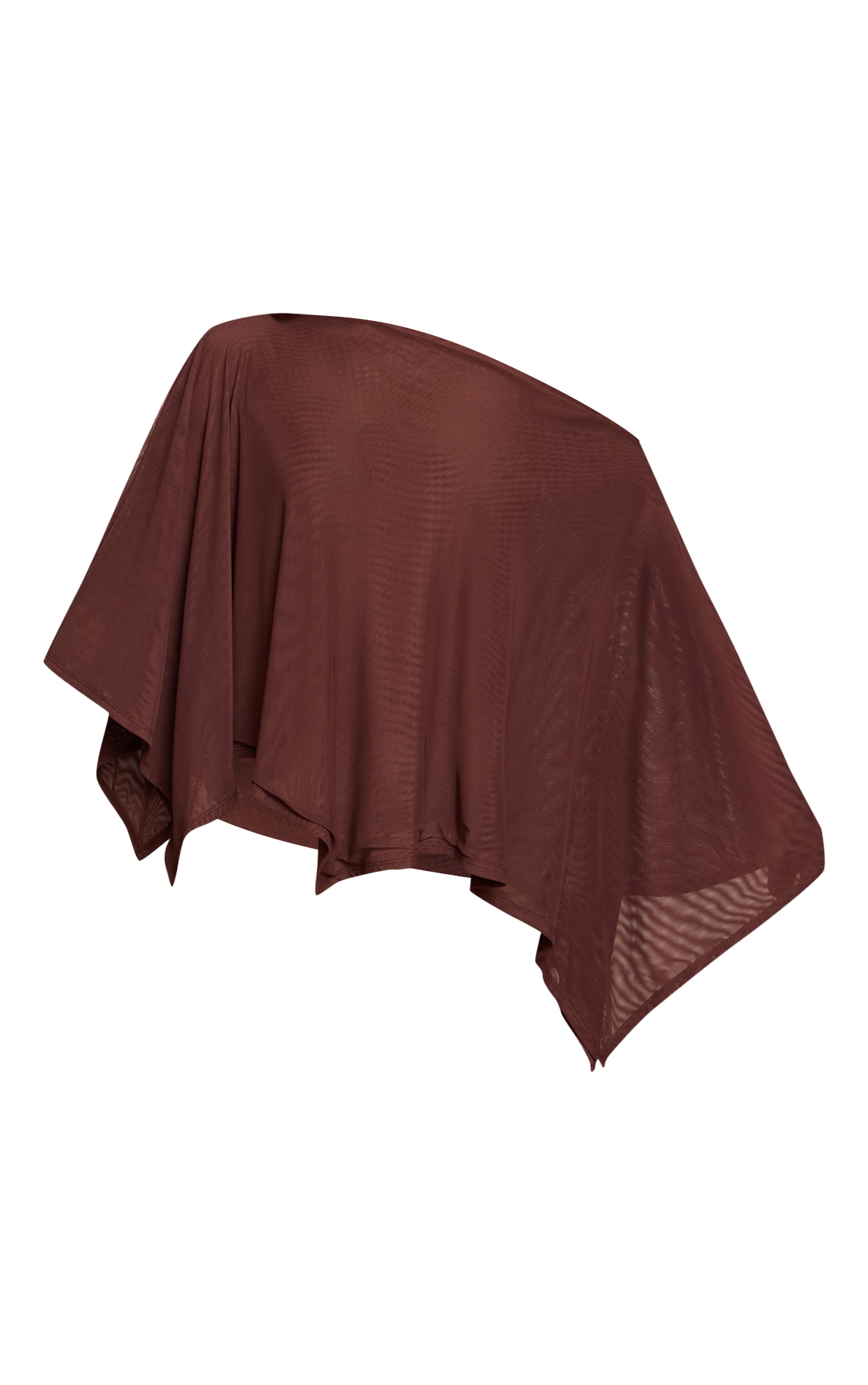 Chocolate Mesh Oversized Cape Detail Top image 5