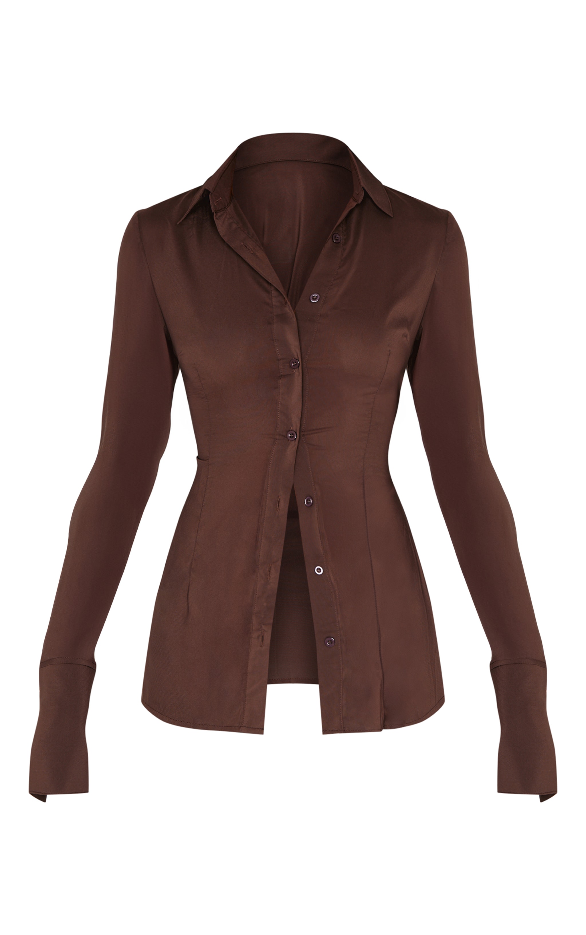 Dark Chocolate Chiffon Fitted Shirt image 5