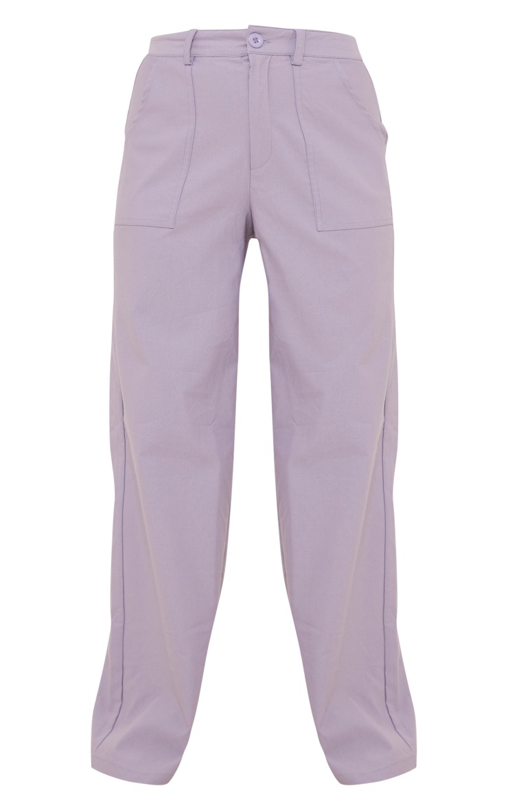 Lilac Grey Bi Stretch High Waist Pants | PrettyLittleThing USA