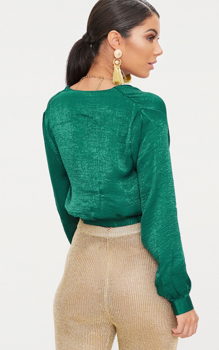 green satin button down
