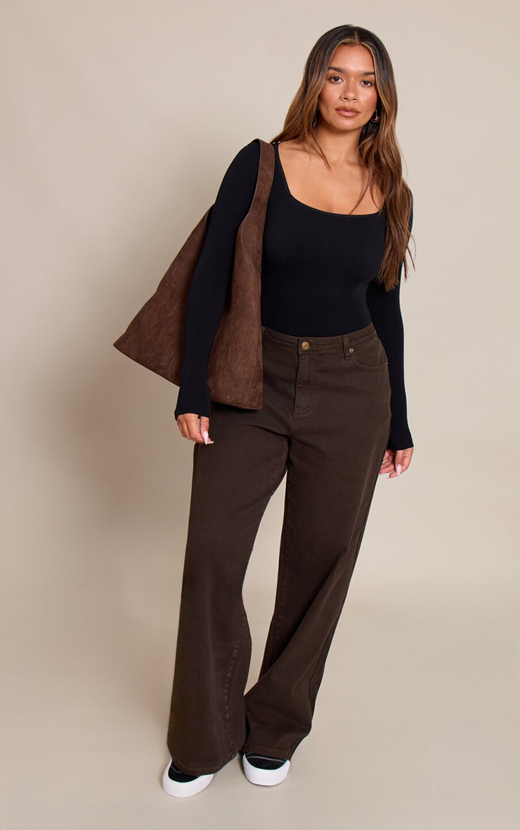Shape Chocolate Wide Leg Denim Jeans image 1