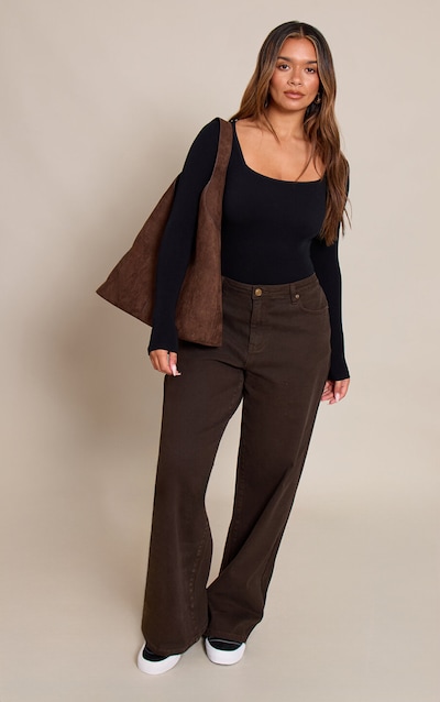 Shape Chocolate Wide Leg Denim Jeans