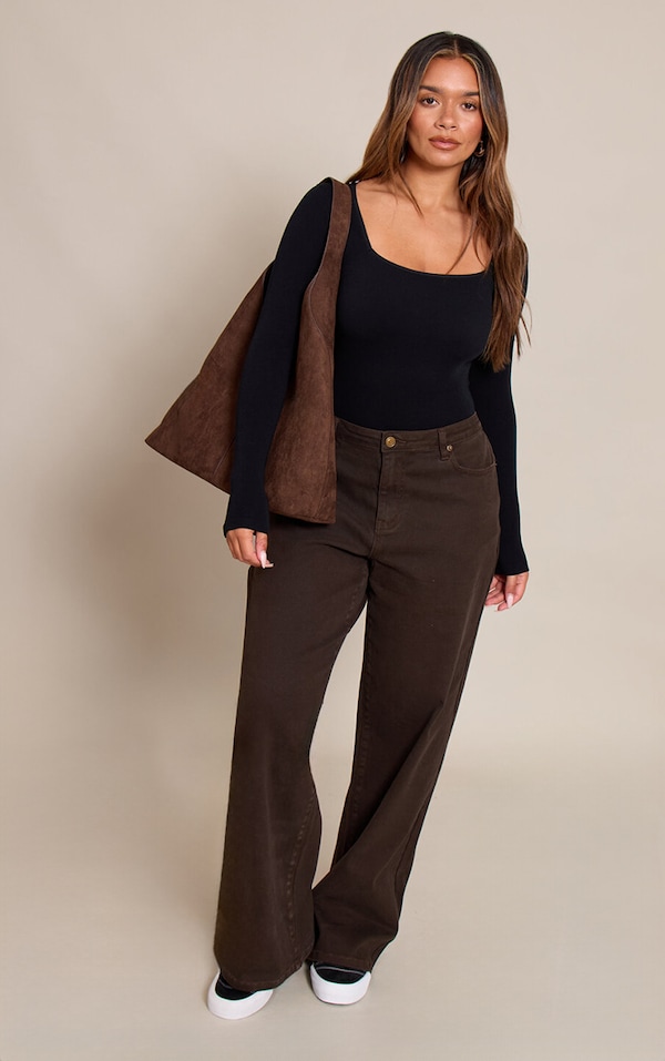 Shape Chocolate Wide Leg Denim Jeans