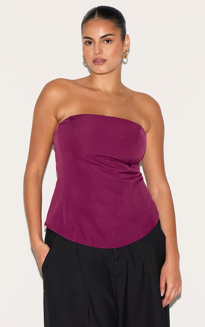Plus Bustier péplum rouge vin