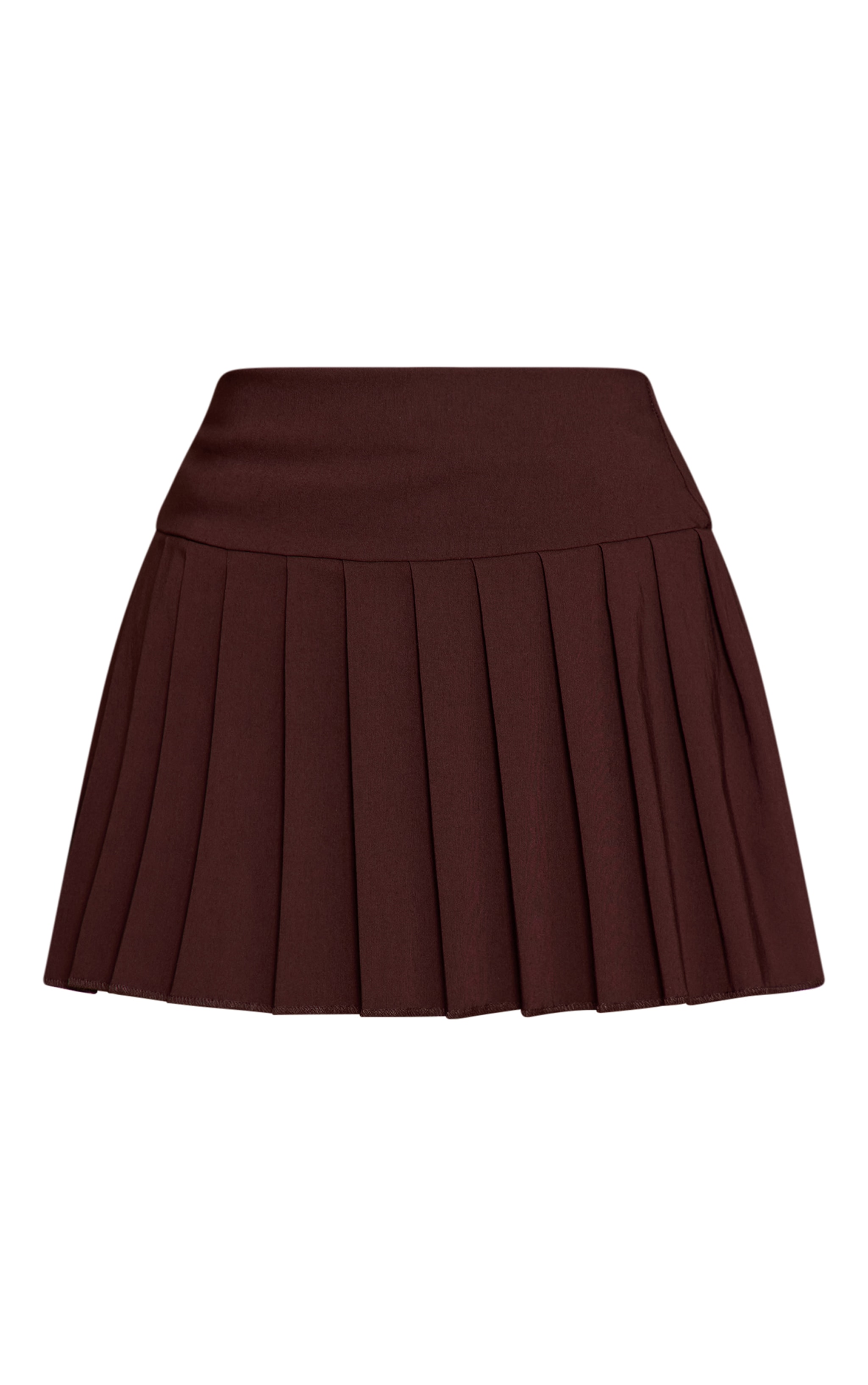 Petite Micro jupe tissée stretch marron plissée à taille basse image 6