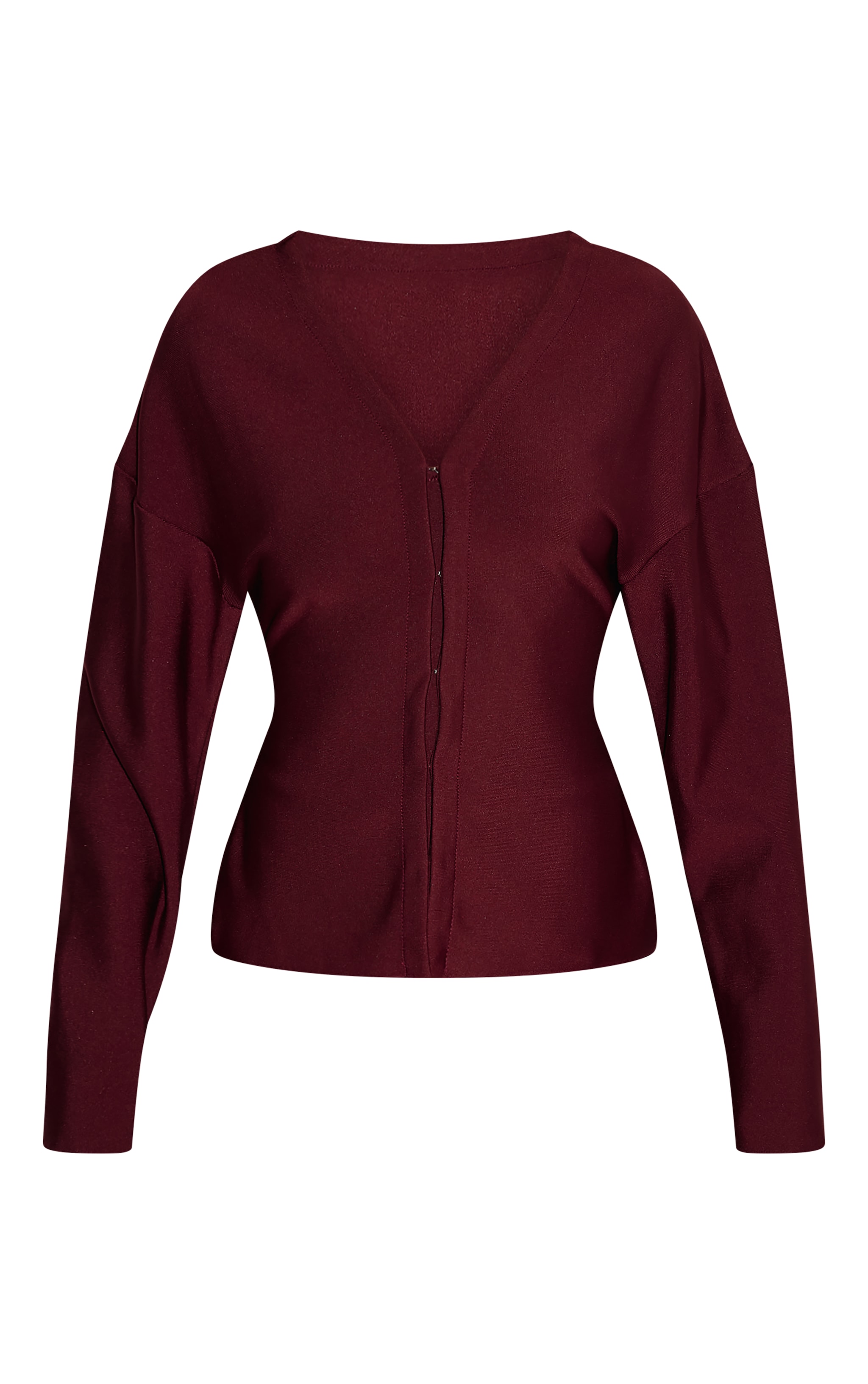 Burgundy Tailored Hook And Eye Cardigan image 5