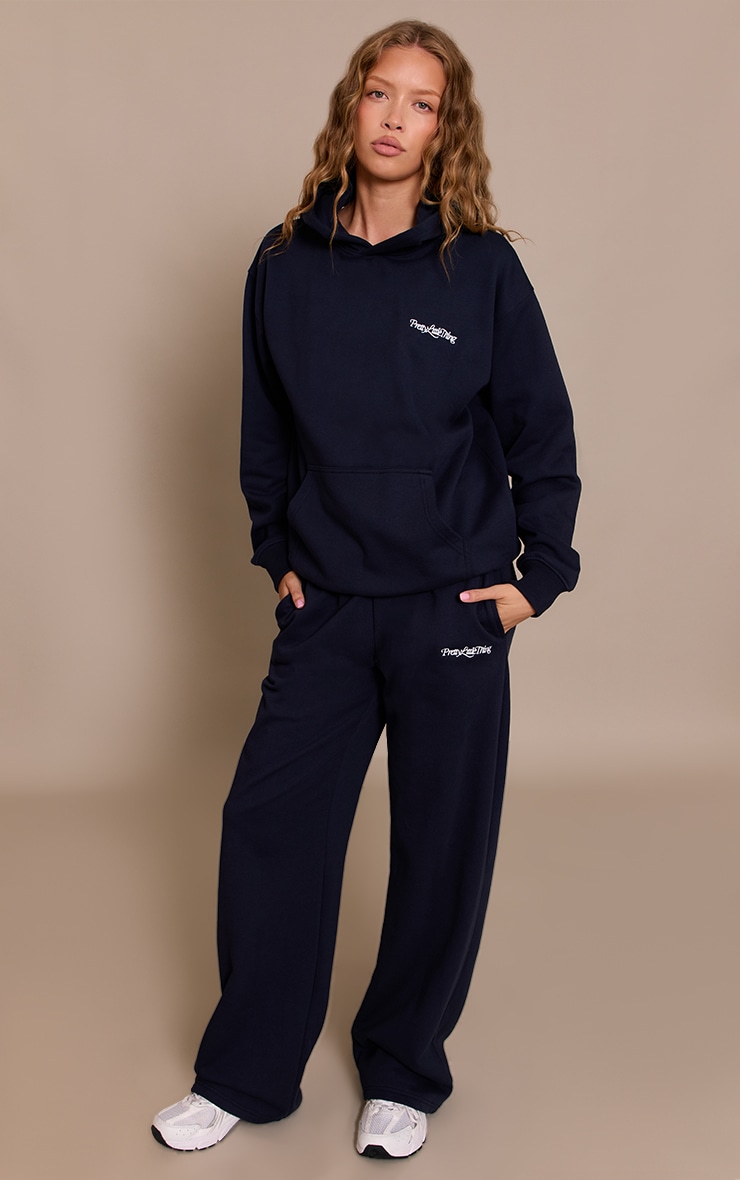 PLT Navy 440 GSM Heavyweight Cotton Loopback Straight Sweatpants image 1
