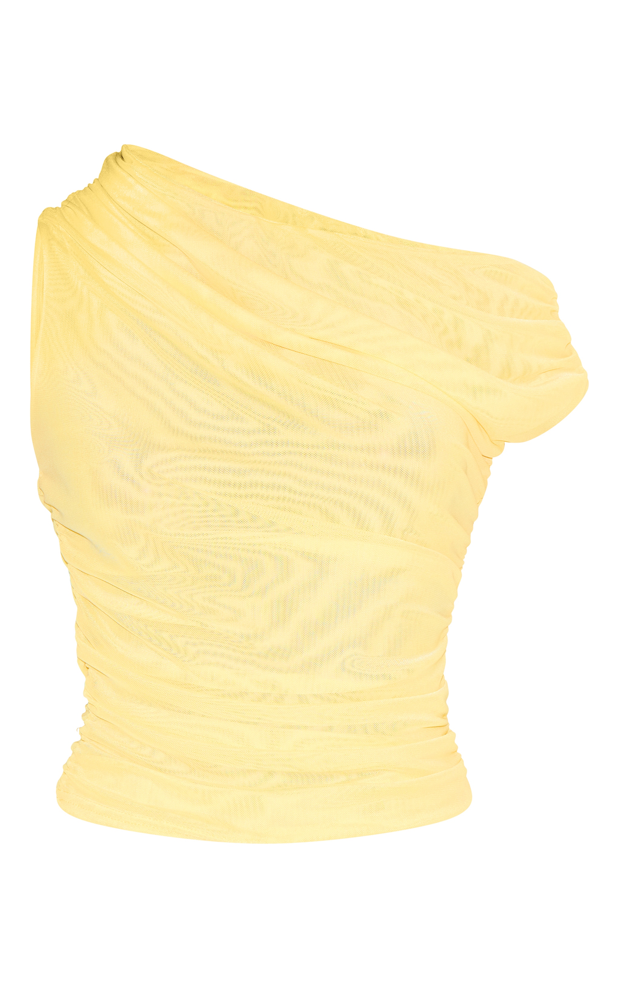 Lemon Double Layer Mesh Ruched Detail Asymmetric Top image 5