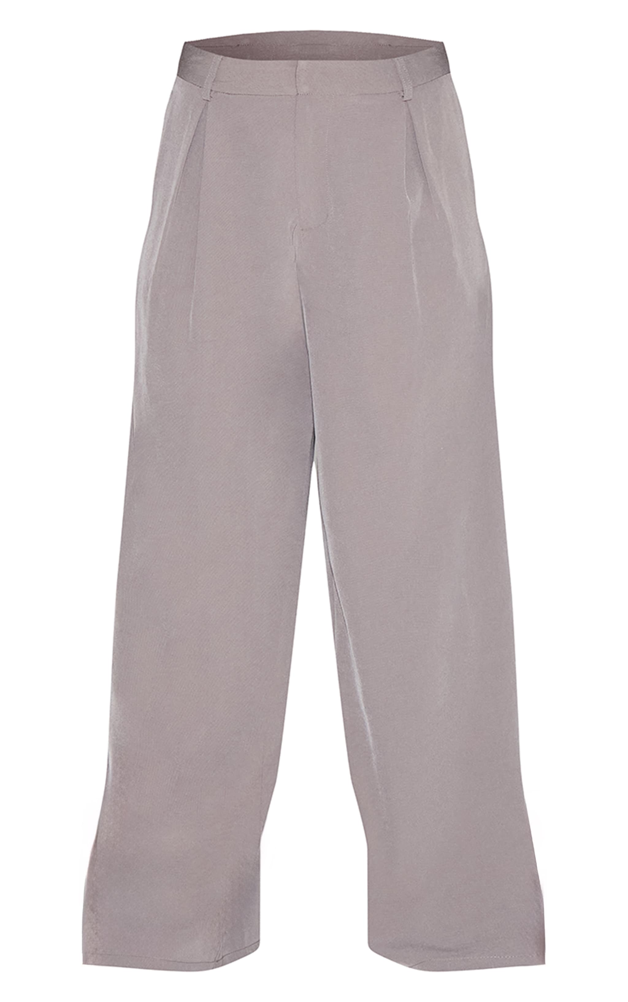Pantalon de tailleur large tissé gris à plissures image 5