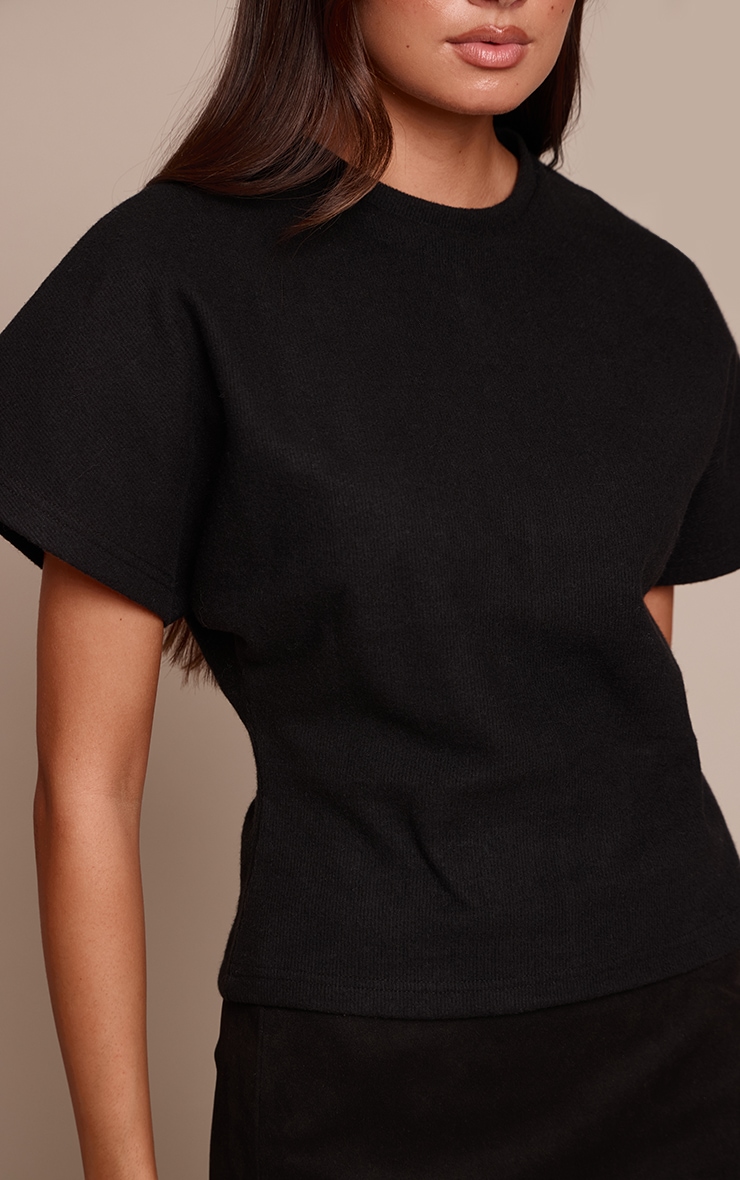 Black Heavy Rib Cinched Waist T Shirt image 4