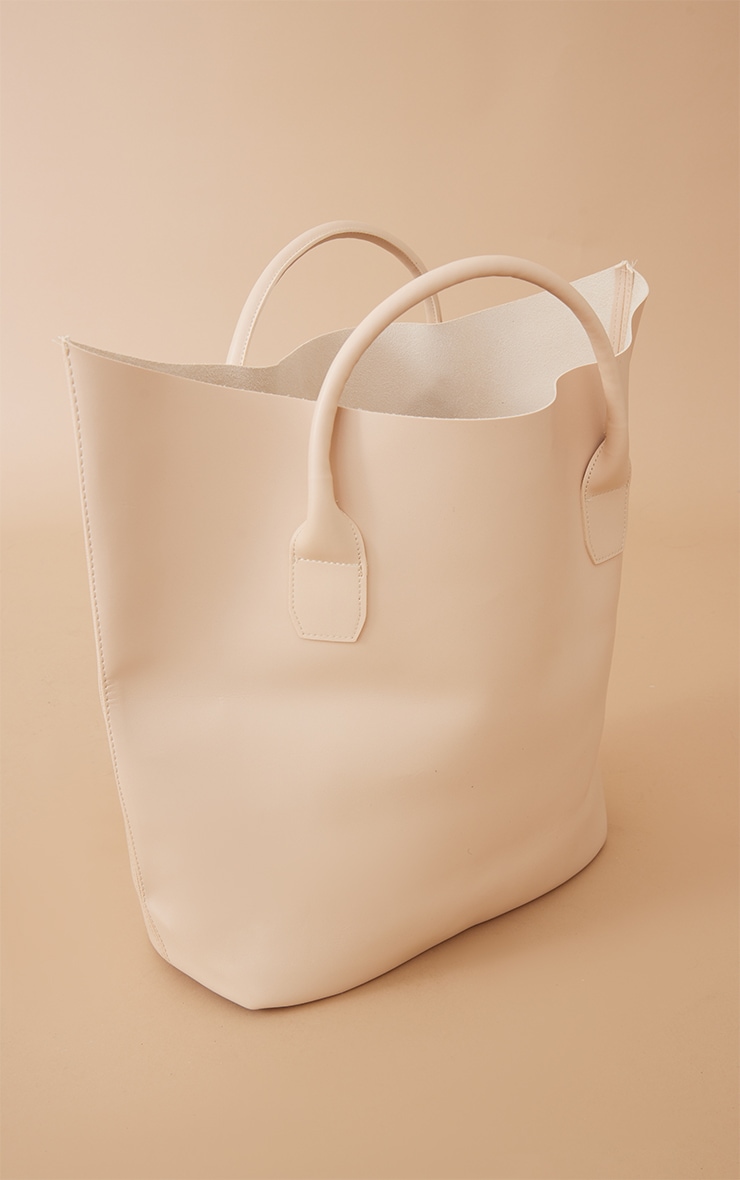 Cream Oversized PU Tote Bag image 2