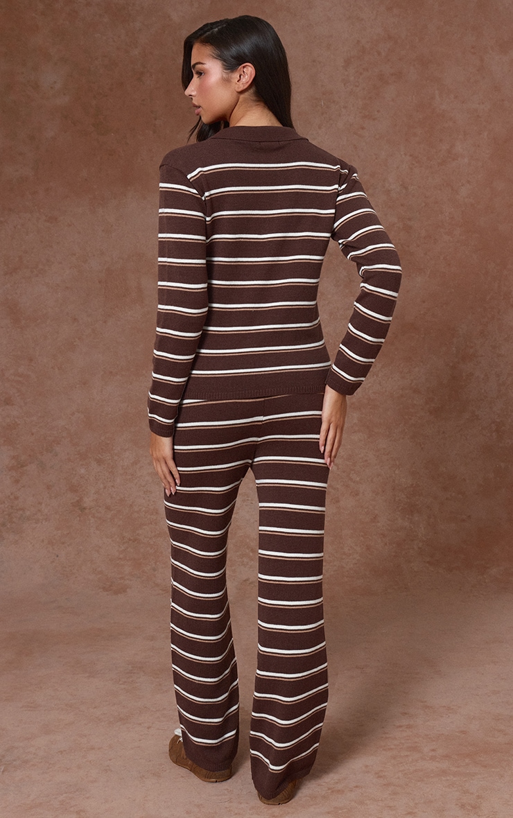 Chocolate Striped Knitted Trousers image 3