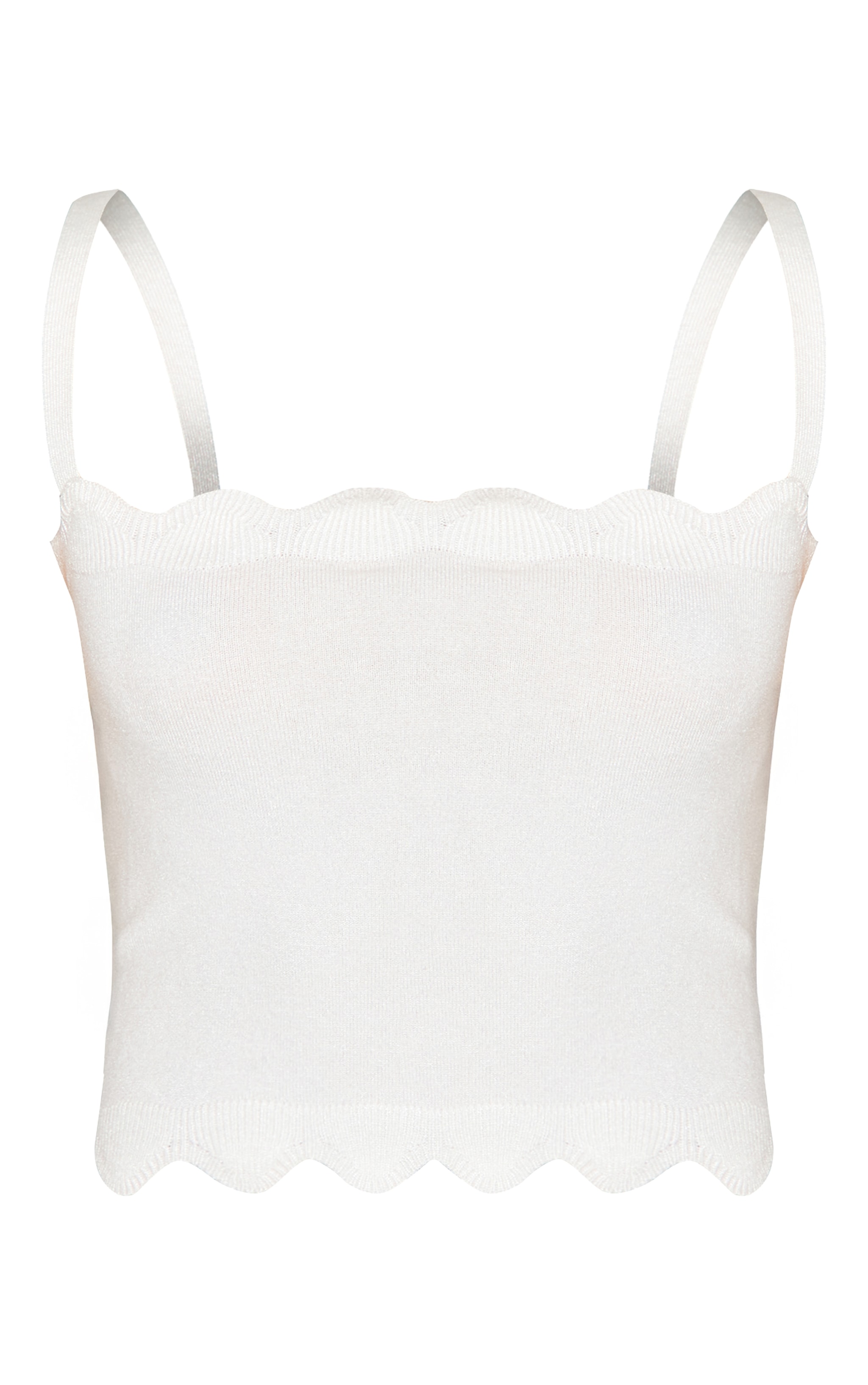 White Soft Knit Scallop Hem Cami Top image 5
