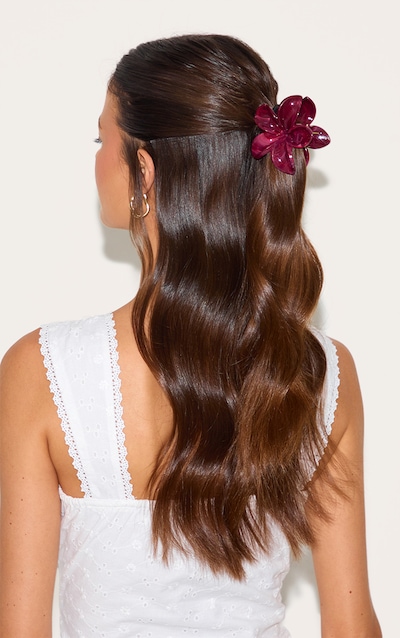 Burgundy Lily Flower Hair Clip