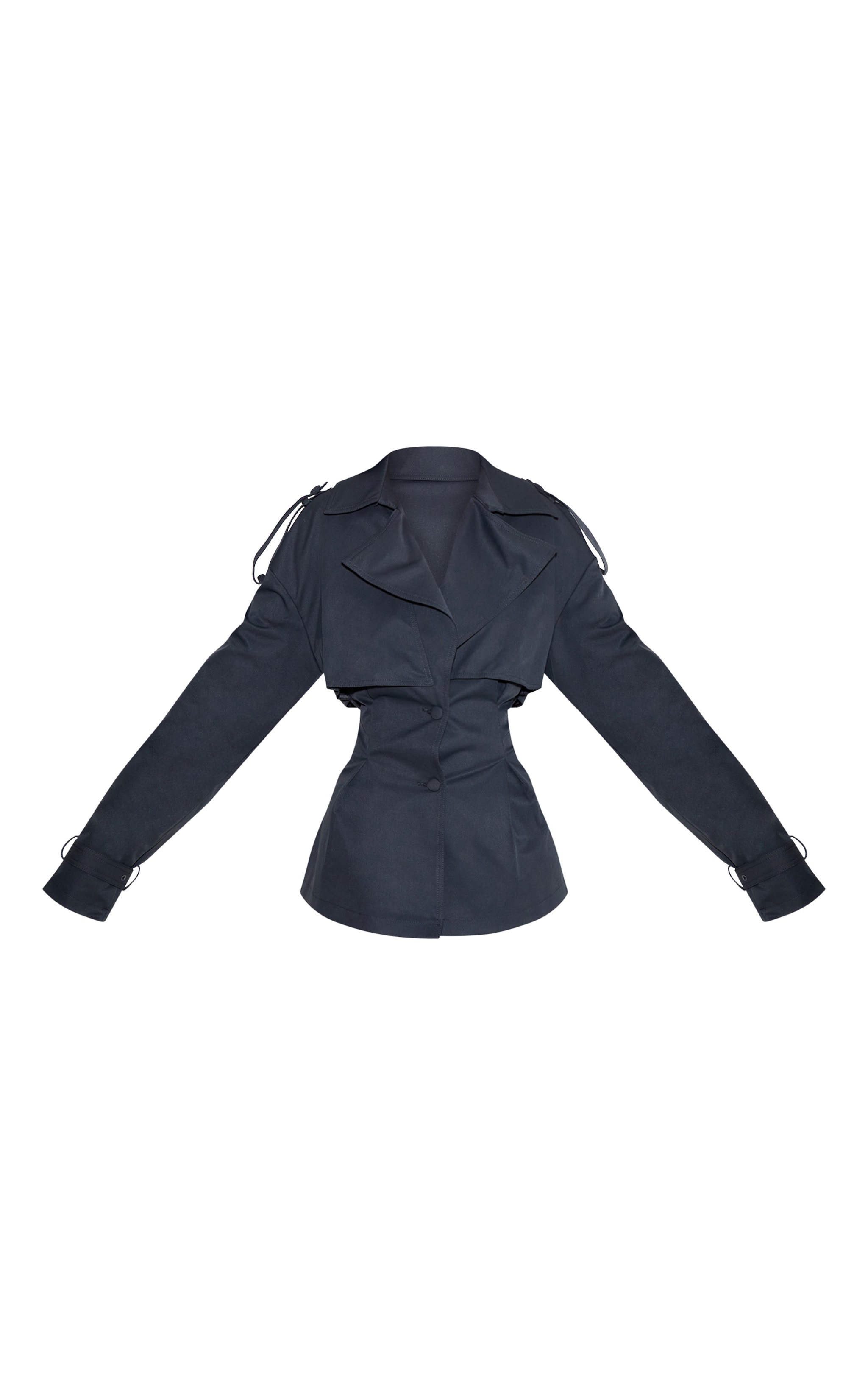 Charcoal Cropped Belted Trench Coat image 5