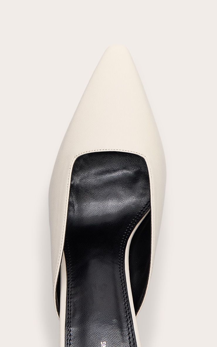 Cream PU Chiseled Toe Court Mules image 5