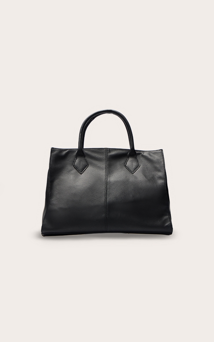 Black Faux Leather Oversized Handbag image 2