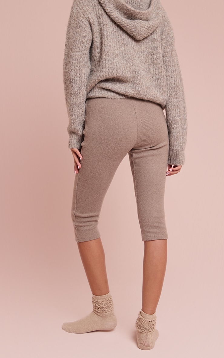 Pantalon capri épais brossé côtelé marron clair image 3