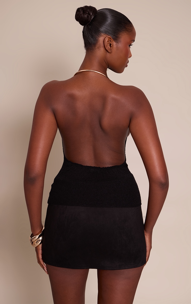 Top en maille tricot noire à empiècement collier doré image 2