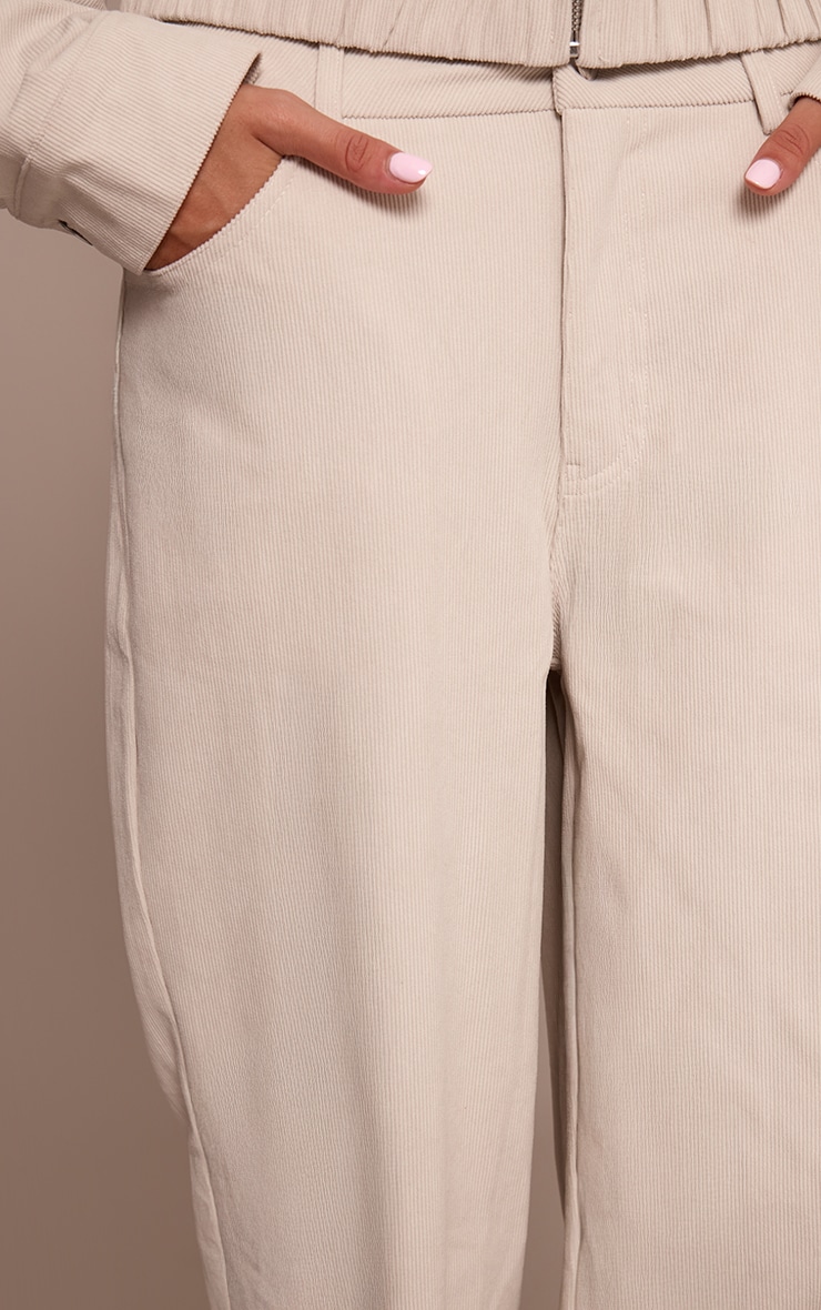Ecru Cord Straight Leg Pants image 4