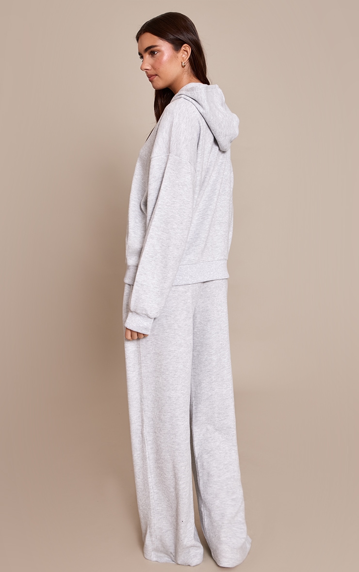 Ash Grey Ribbed Waffle Pajama Bottoms image 3