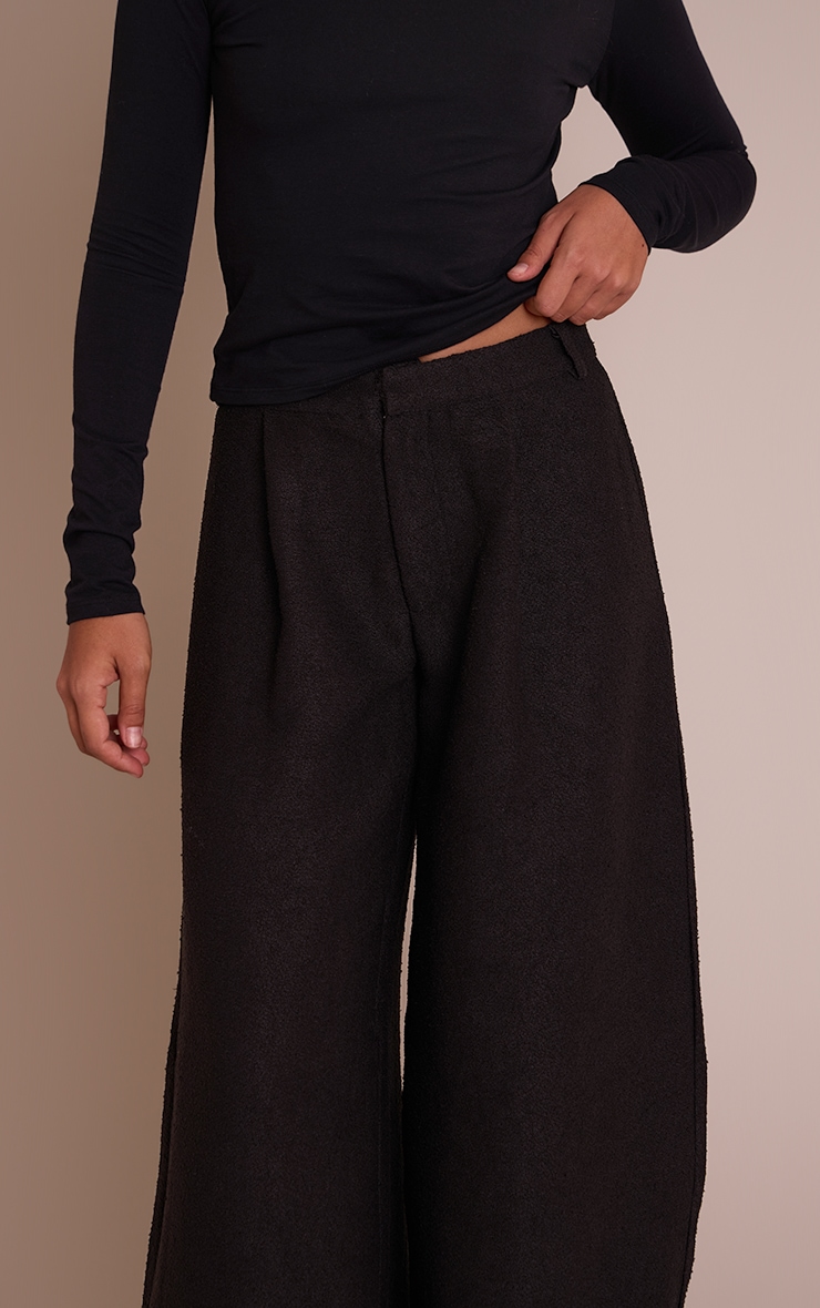 Black Boucle Textured Balloon Pants image 4