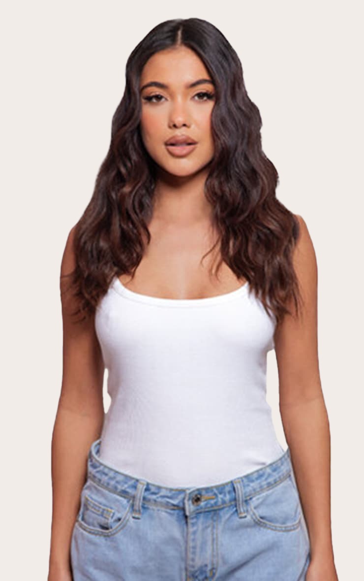 Lullabellz Thick 14" 1 Piece Textured Wave Clip In Hair Extensions Warm Brunette image 1
