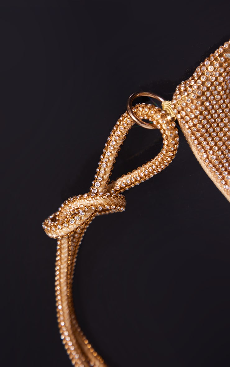 Gold Diamante Knot Handle Slouchy Shoulder Bag image 4