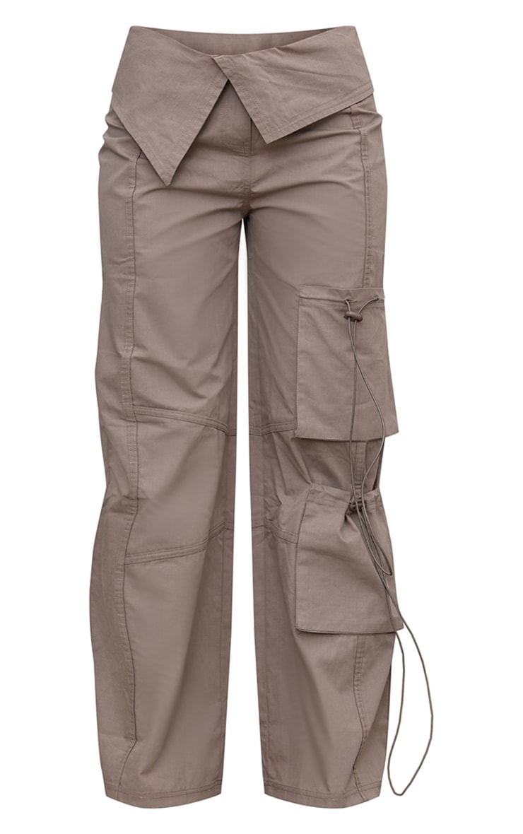 Petite Taupe Fold Over Front Parachute Cargos image 1