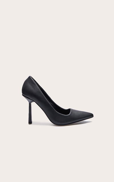 Black Matte Pu Point Toe High Heeled Courts