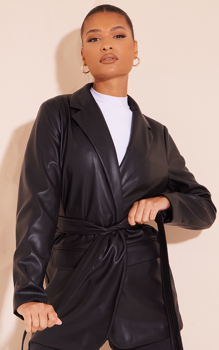 leather belted blazer