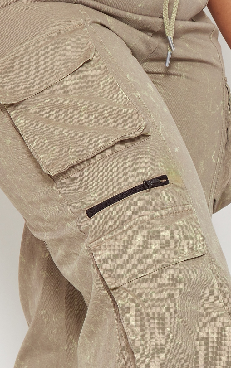 Plus Khaki Washed Cargo Trousers image 4