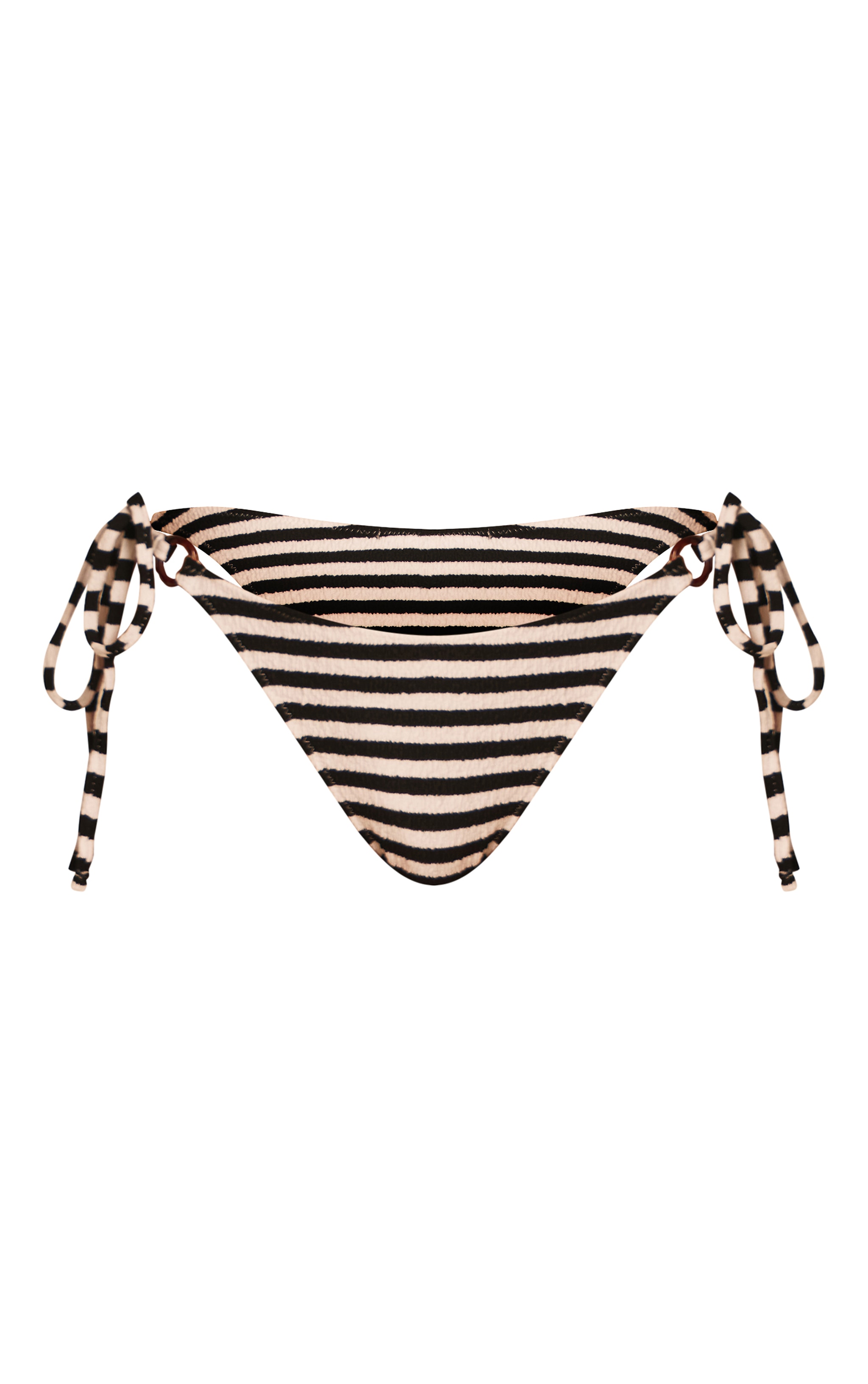 Black Textured Striped Triangle Bikini Top image 5