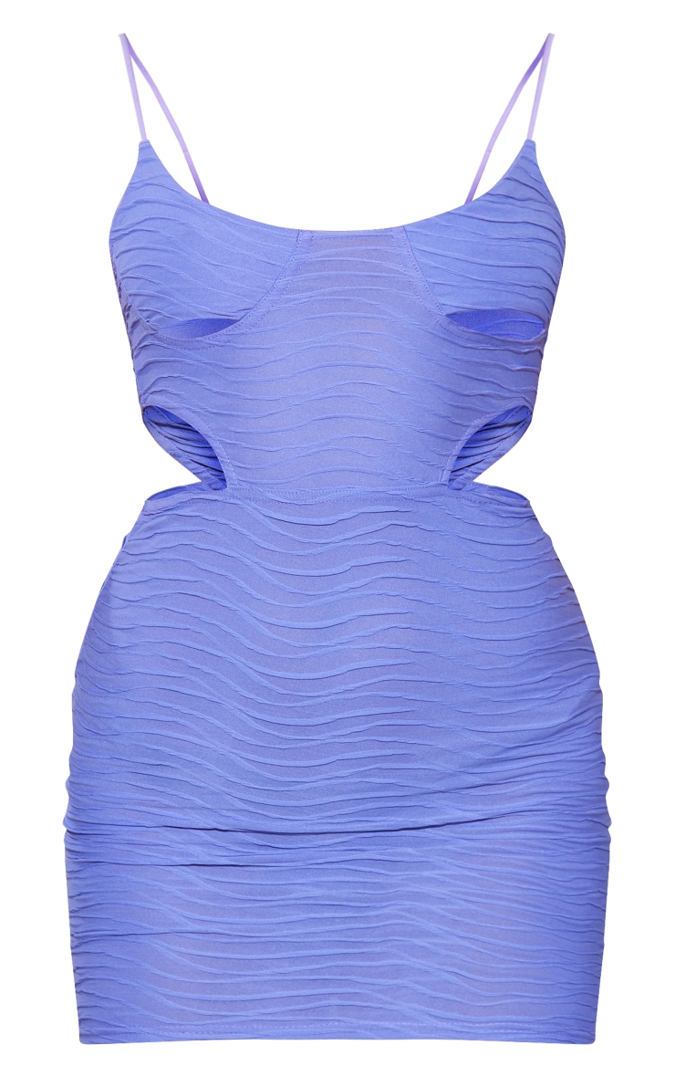 Purple Textured Cut Out Cup Detail Strappy Bodycon Dress image 5