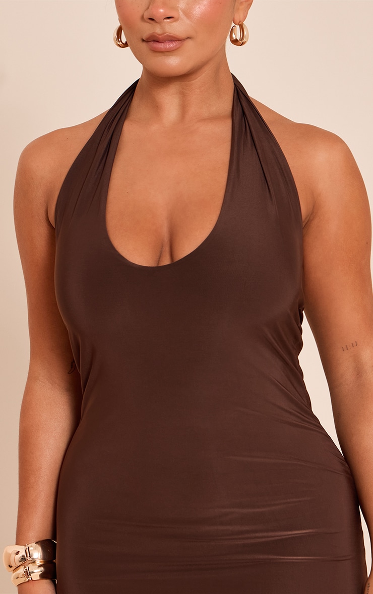 Shape Chocolate Slinky Halterneck Mini Dress image 4