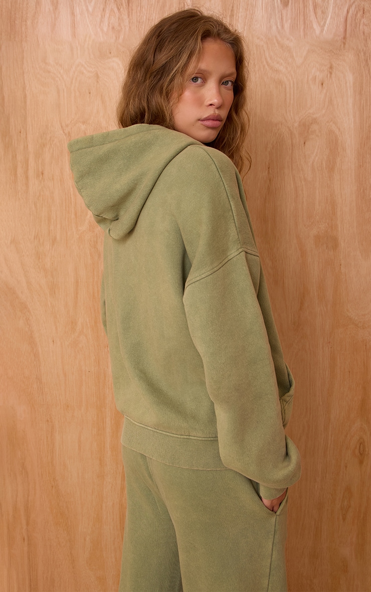 Sage Acid Wash Full Zip Hoodie image 2