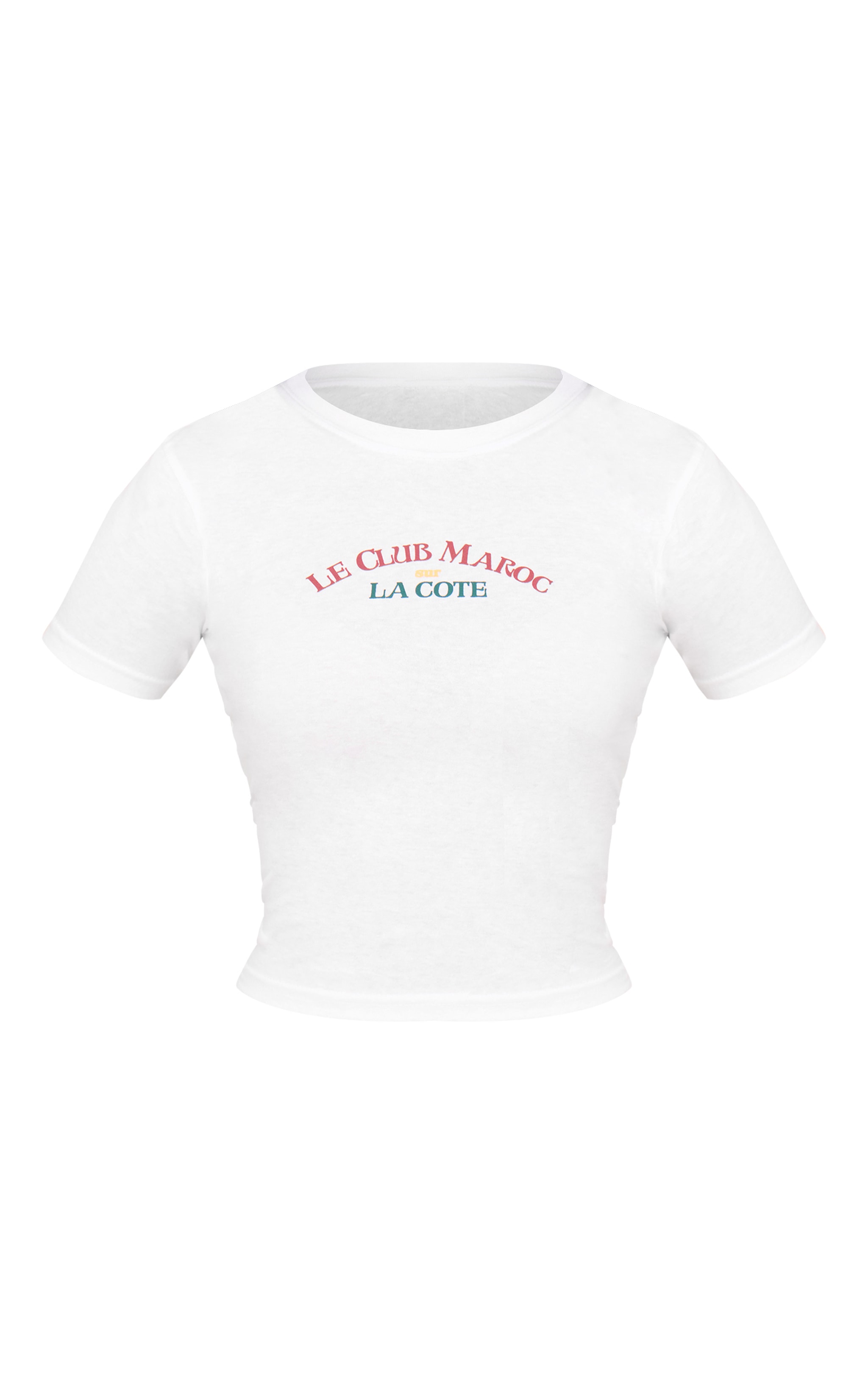 White Le Club Maroc Graphic Cropped Fitted T-shirt image 5