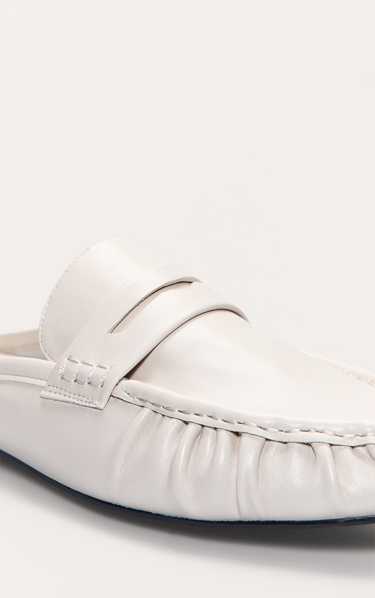 Cream Ruched Round Toe Loafer Mule image 5