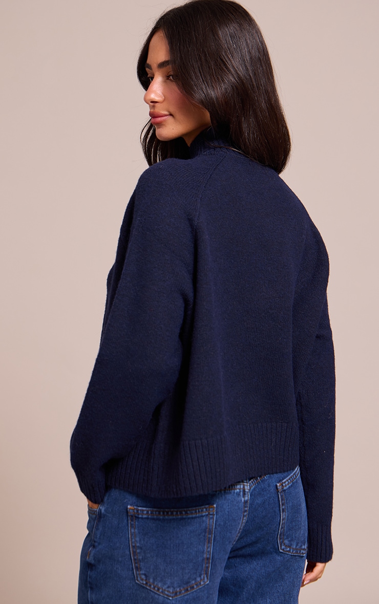 Petite Navy Knit Turtleneck Sweater image 2